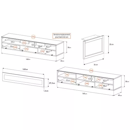 MEUBLE TV MELICONI TOPLINE NEW-YORK 160