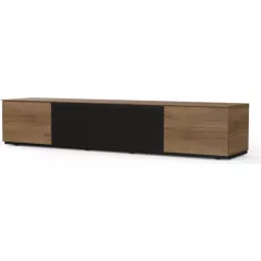MEUBLES TV MELICONI STA 200 BOIS - NOIR - PORTE EN METAL PERFORÉ