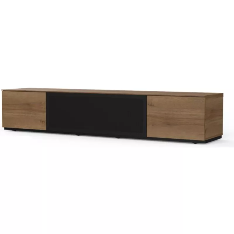 MEUBLES TV MELICONI STA 200 BOIS - NOIR - PORTE EN METAL PERFORÉ