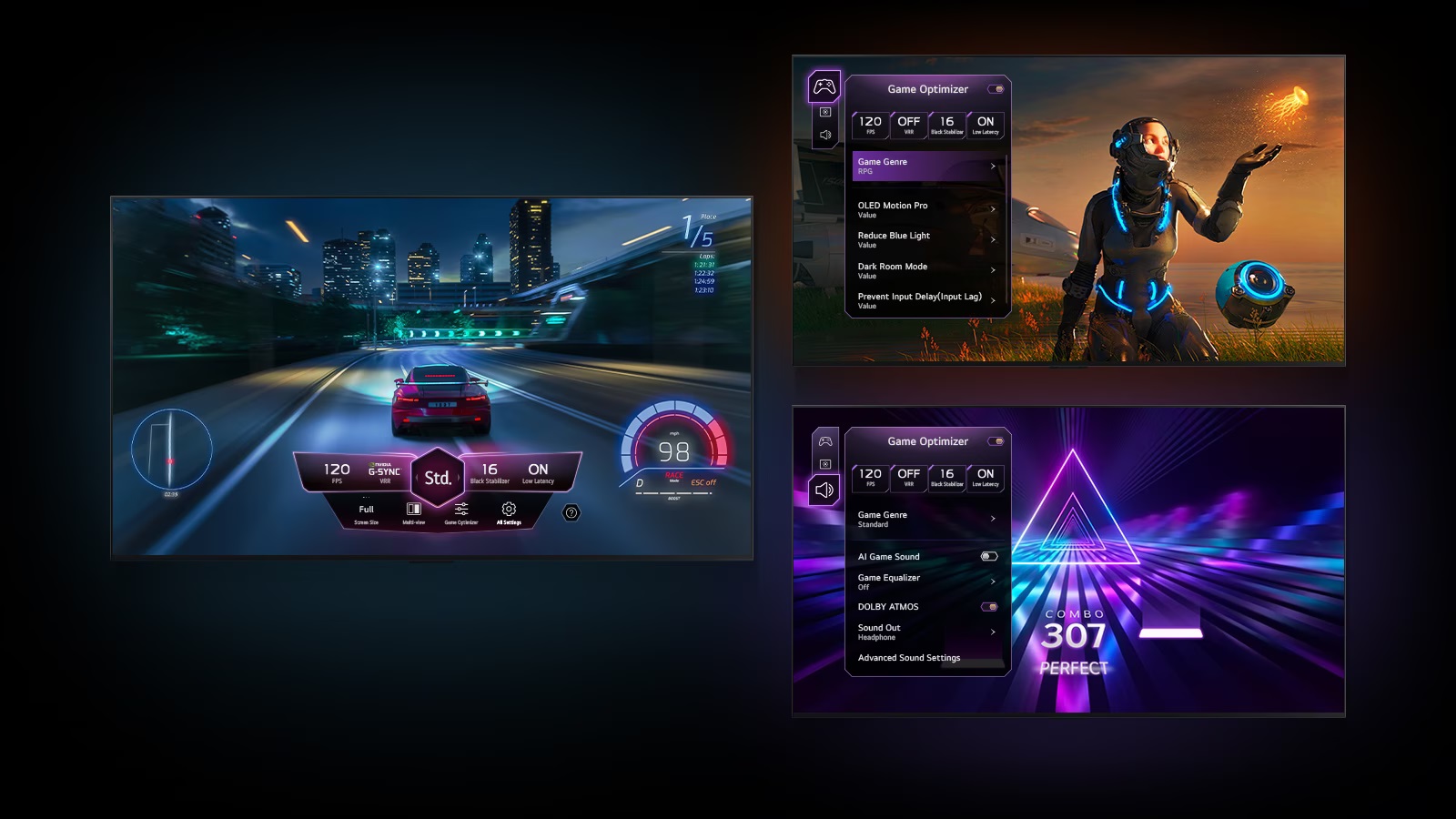 LE TV Gaming LG OLED42C3 possède un tableau de bord jeu : Game Dashboard.