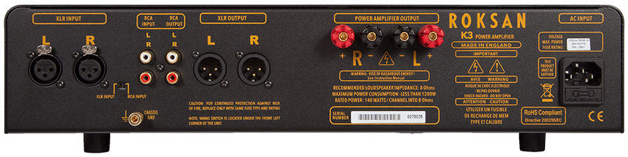 Amplificateur de puissance, circuit symétrique, Roksan K3