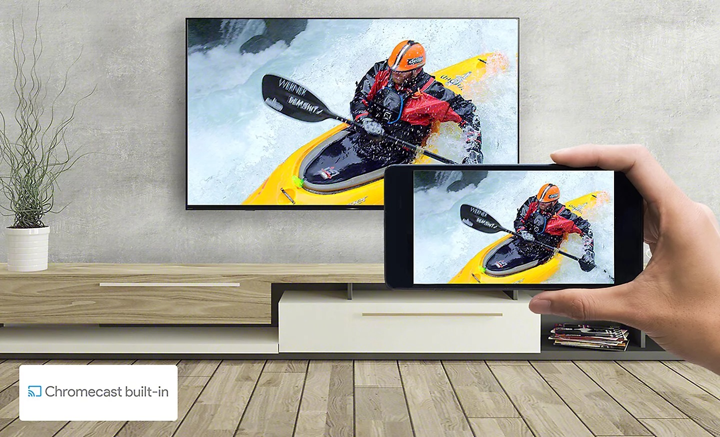 Le téléviseur Sony KD55X75WL peux recevoir des vidéo depuis votre smartphone.