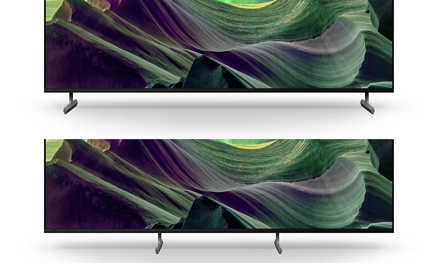 Le téléviseur Sony KD55X85L possède un socle à deux positions.