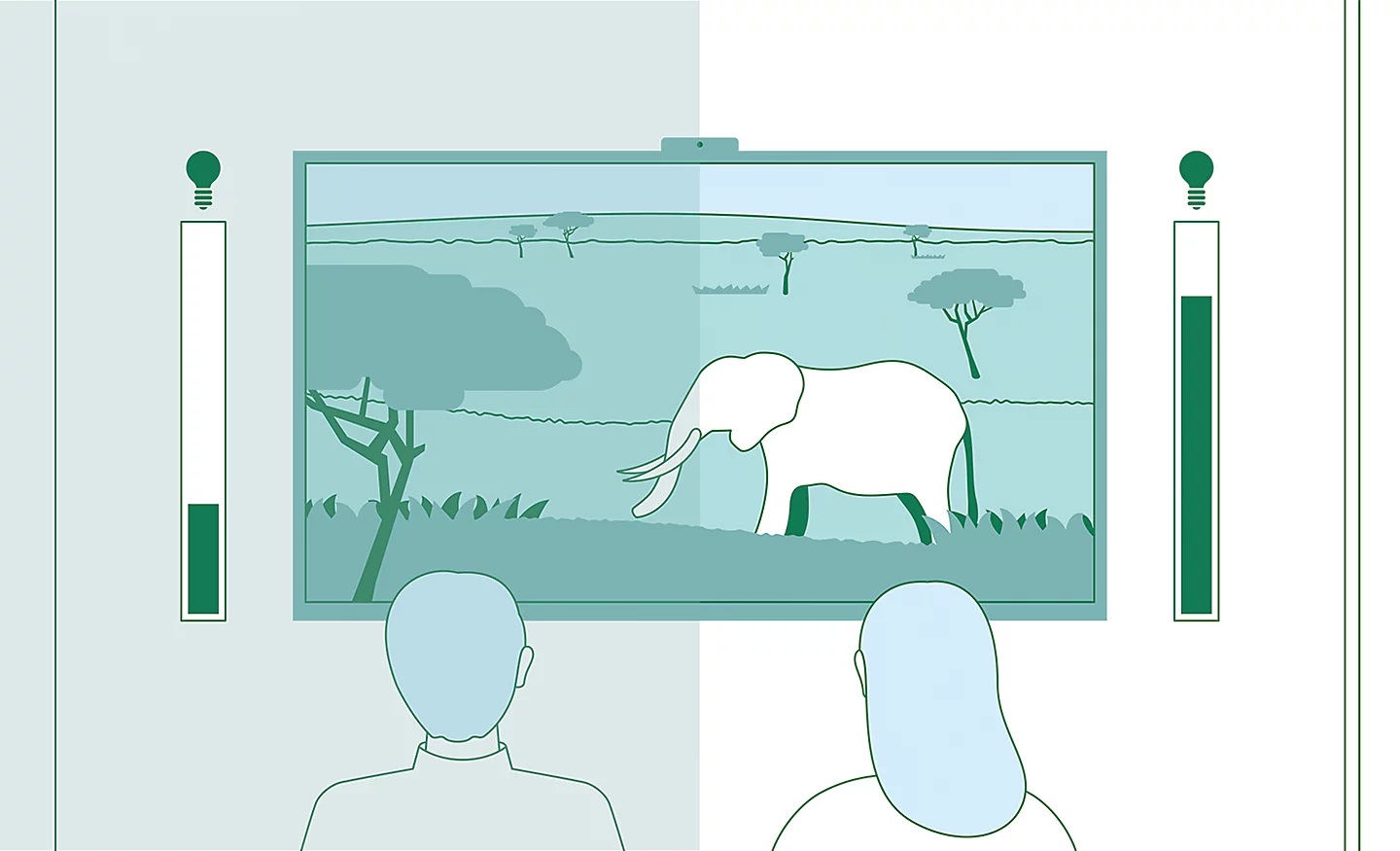 Le TV Sony KD55X85L utilise des capteurs de lumière ambiante afin d'optimiser la luminosité de sa dalle.
